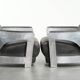 Set of 2 sturdy industrial black cowhide Aviator design armchairs with aluminium and rivets