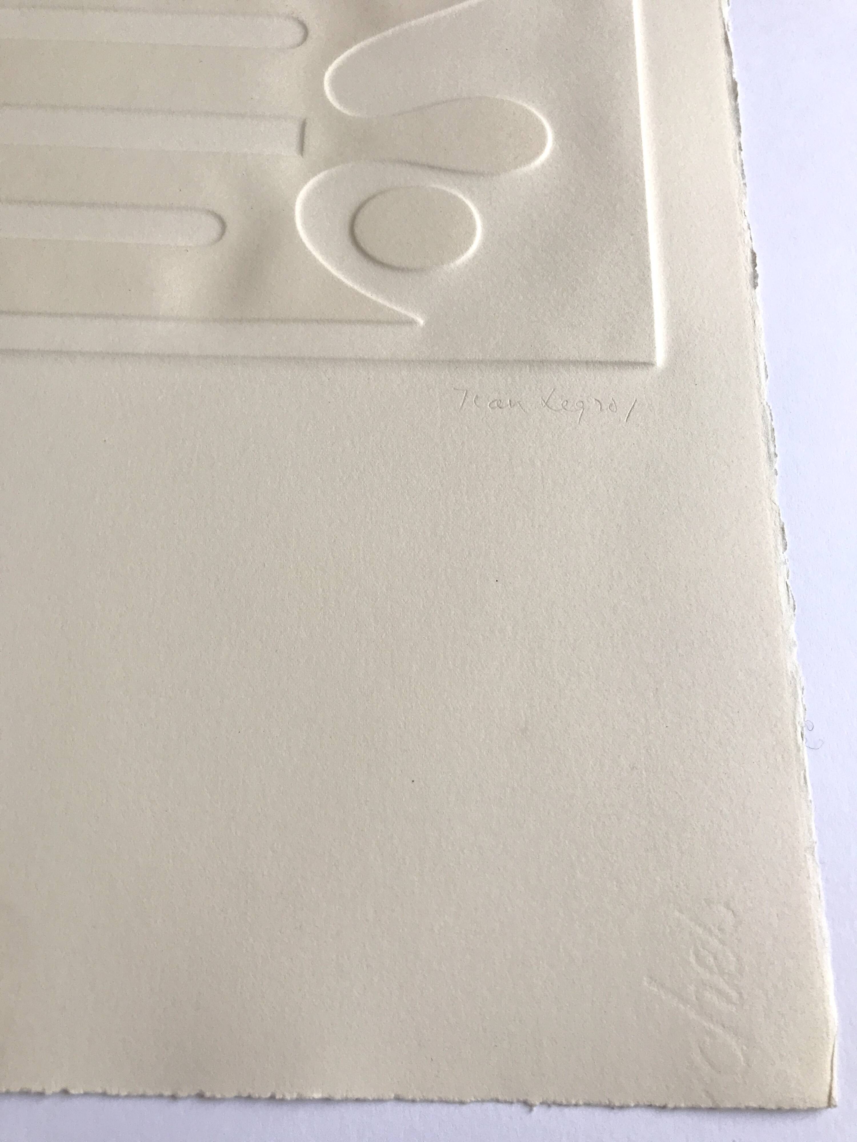 Signed and numbered print by Jean Legros, Geometric Relief II, c 1970