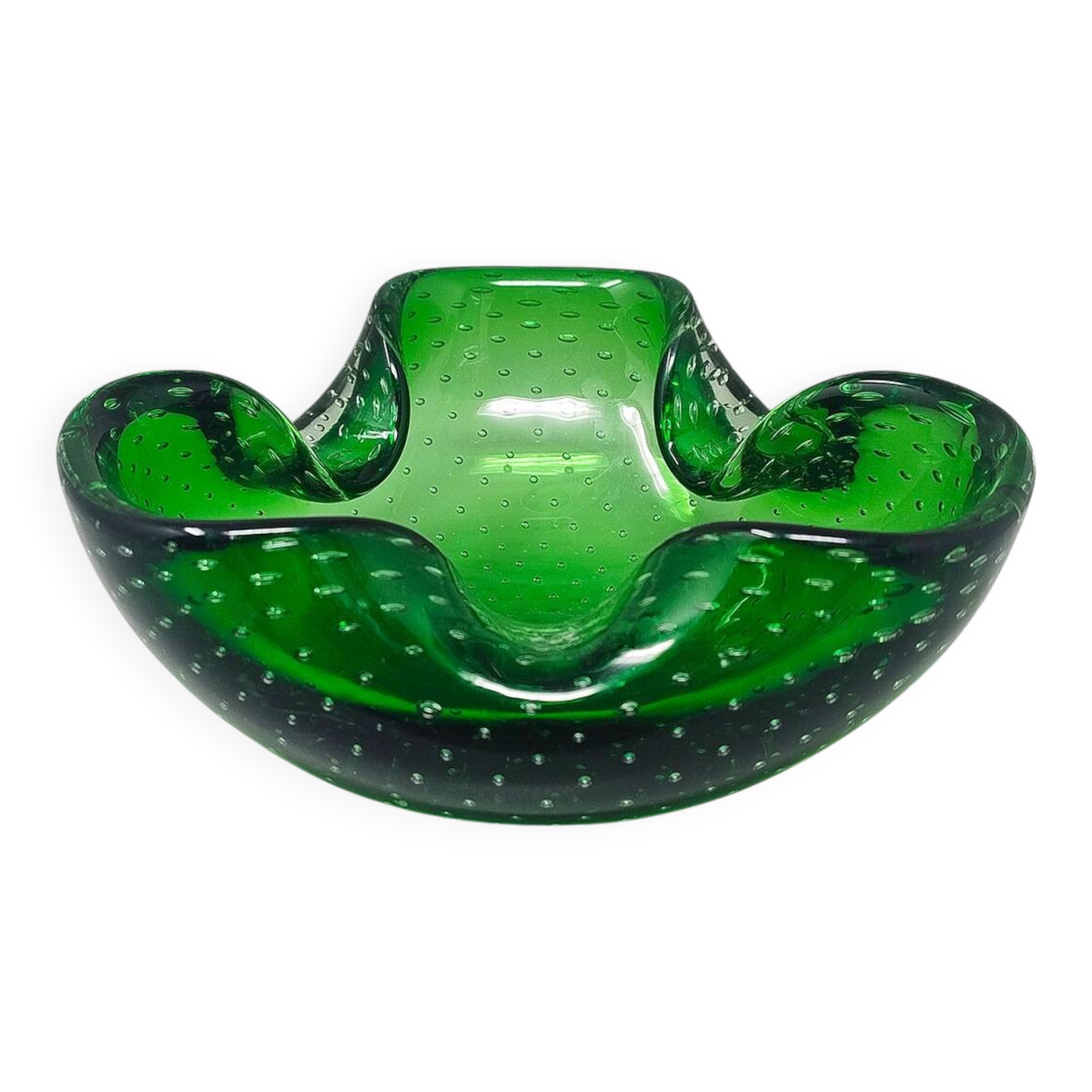 1960s Gorgeous Large Green Ashtray or Catchall by Flavio Poli for Seguso. M