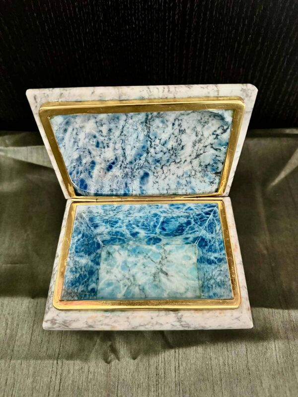 Vide poche, boite en marbre gris bleu années 60 Italie vintage
