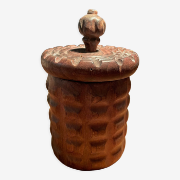 Pot à couvercle en bois rustique style montagne