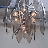 Italian chrome & smoked glass pendant light