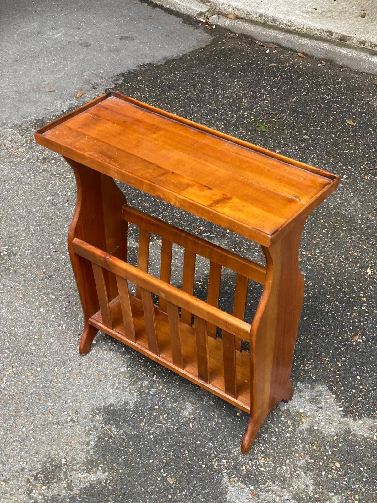 Magazine rack document holder in solid light oak satin wood