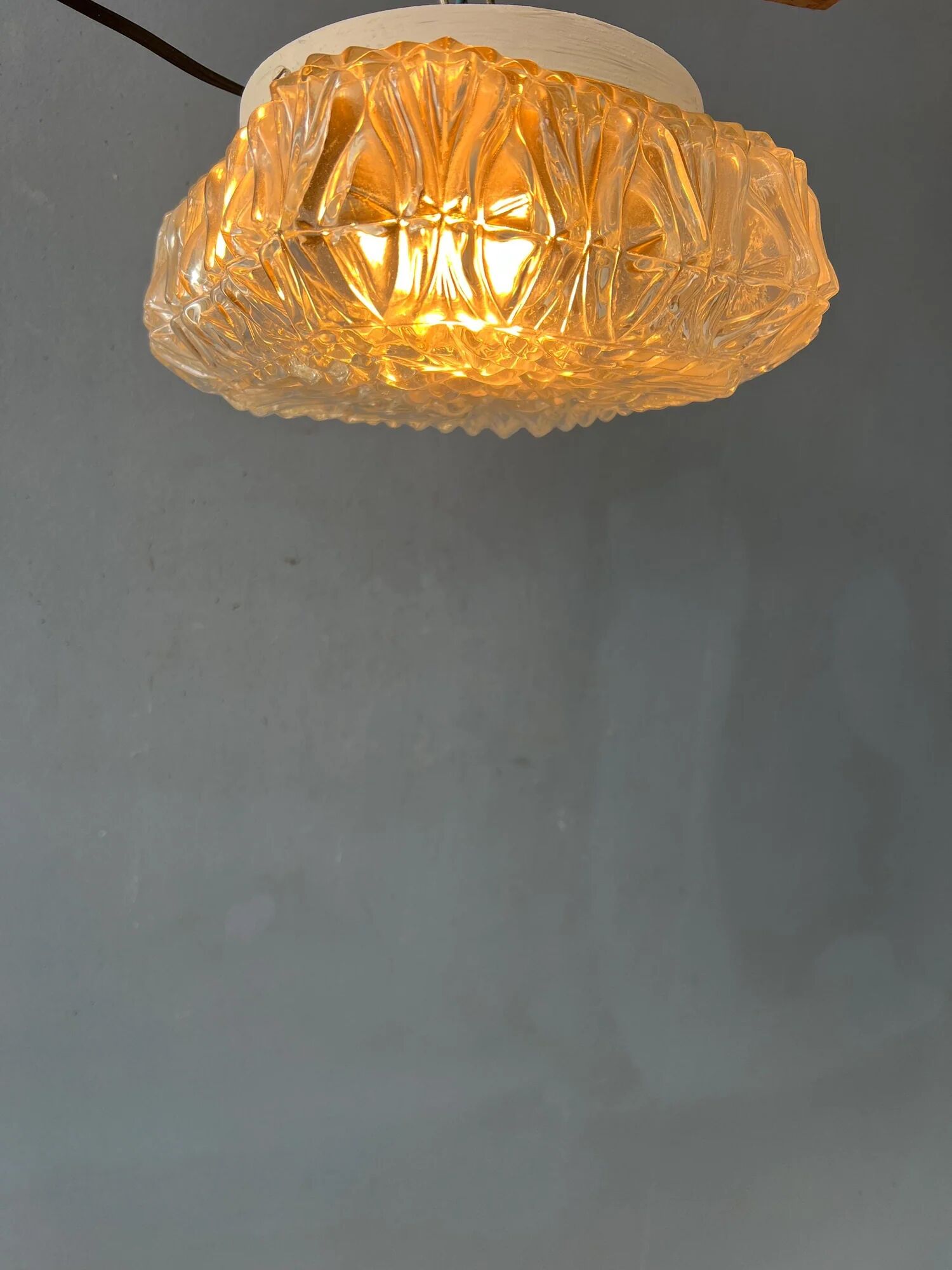 Vintage 30s flush mount glass ceiling lamp