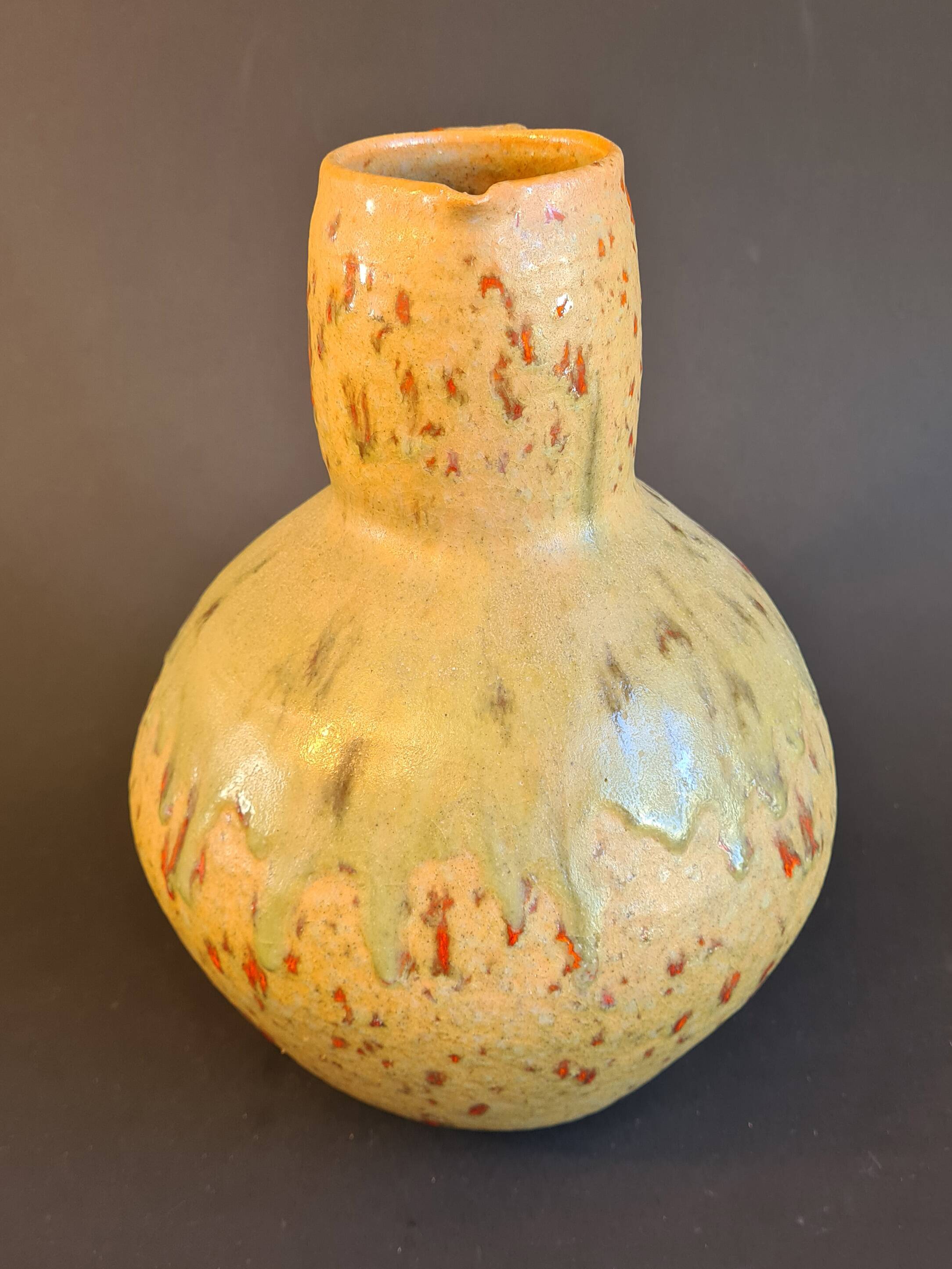 Large vintage terracotta pitcher signed “Orezza”