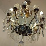 Cage chandelier with 6 light arms and crystal dagger, late 19th century