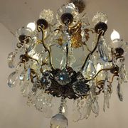 Cage chandelier with 6 light arms and crystal dagger, late 19th century