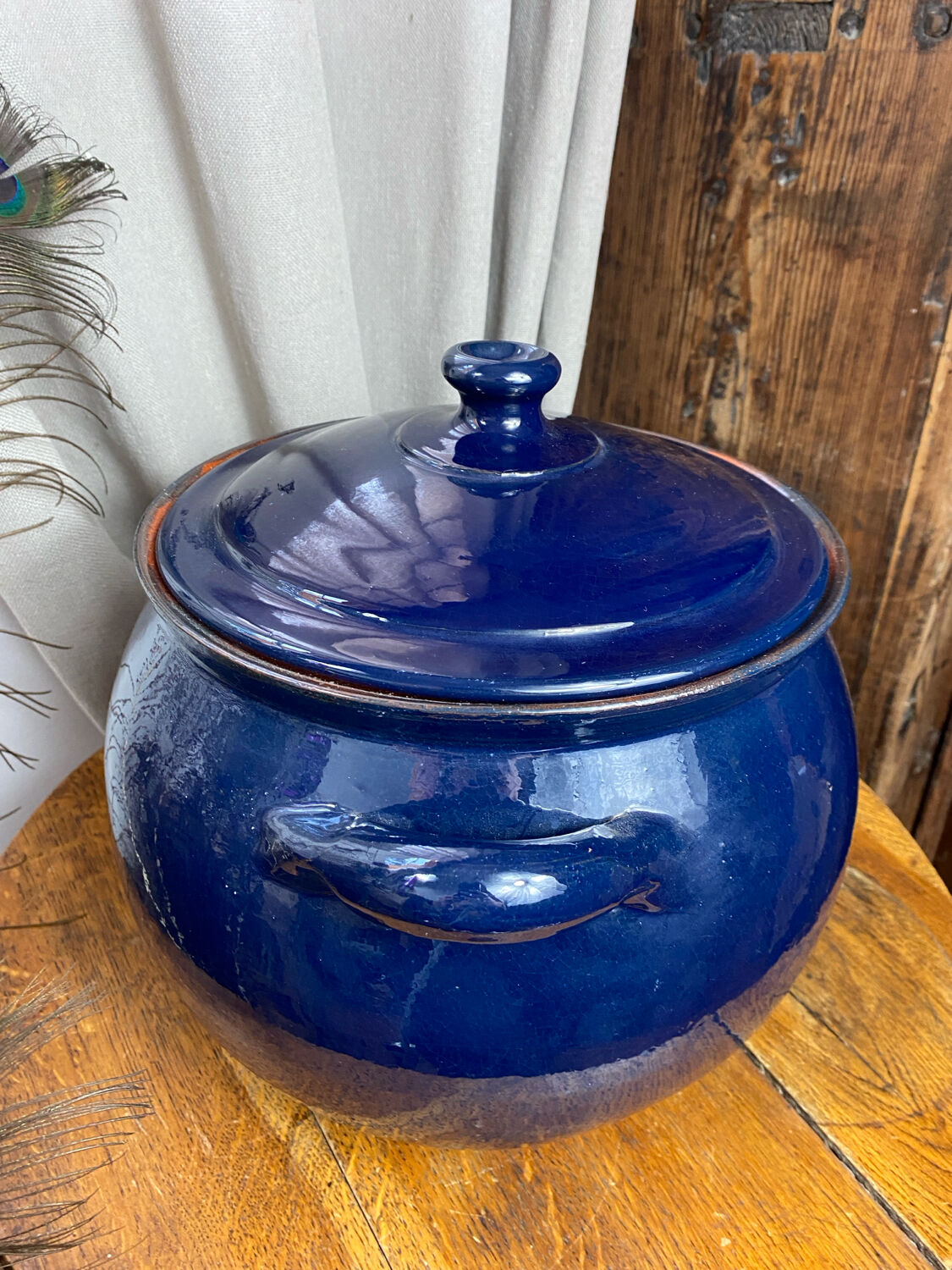 Casserole, enamelled refractory clay pot.
