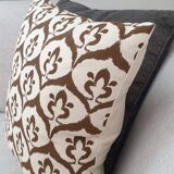 Housse de coussin ottoman style ikat ivoire / olive - 50 x 50
