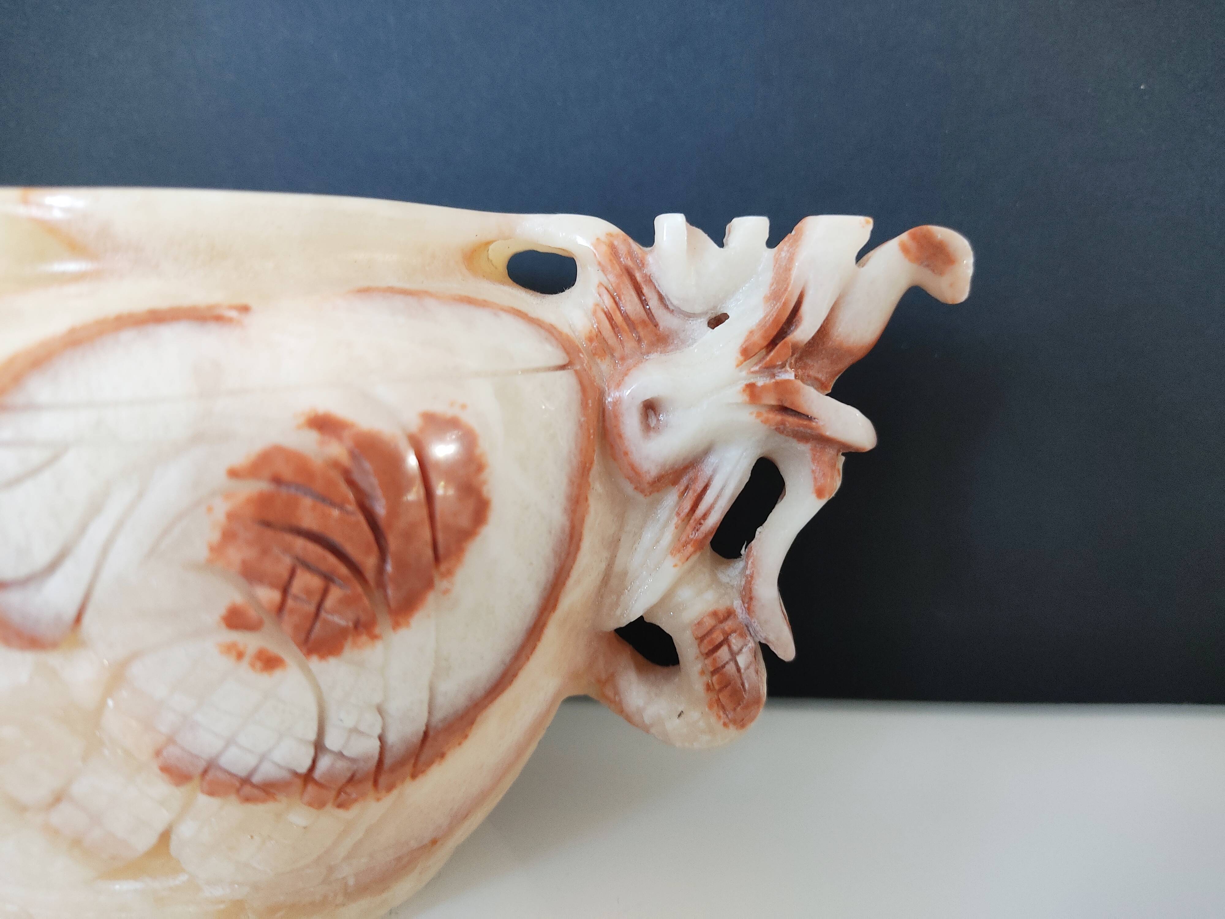 Chinese decorative teapot dragon in cut stone