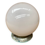 Old Ceiling Light Sconce Opaline Ball + Vintage Aluminum Support