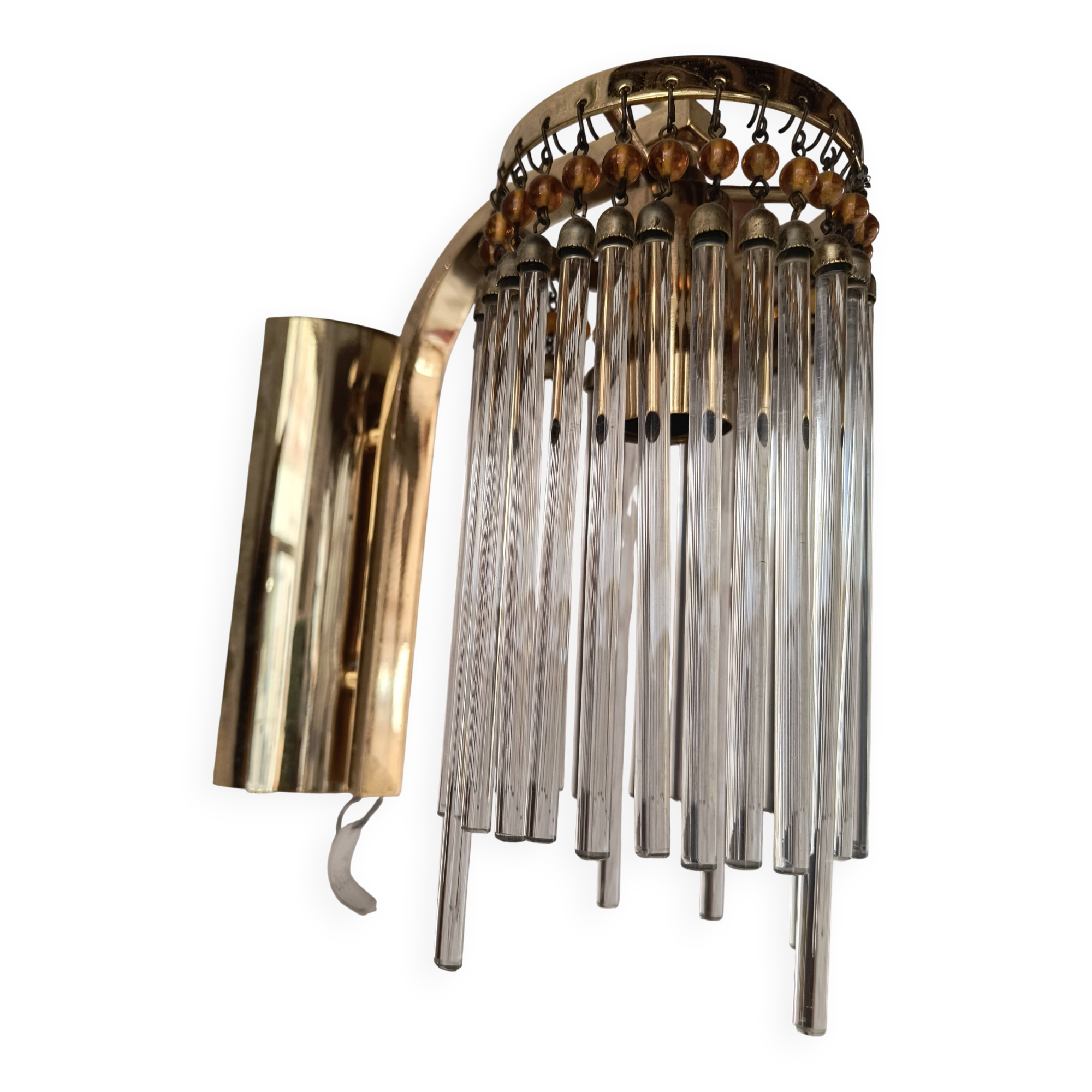 Applique murale laiton et pampilles cristal