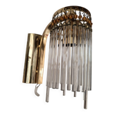 Brass wall light with crystal pendants