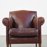 Design armchair made of sheep leather with a clean finish