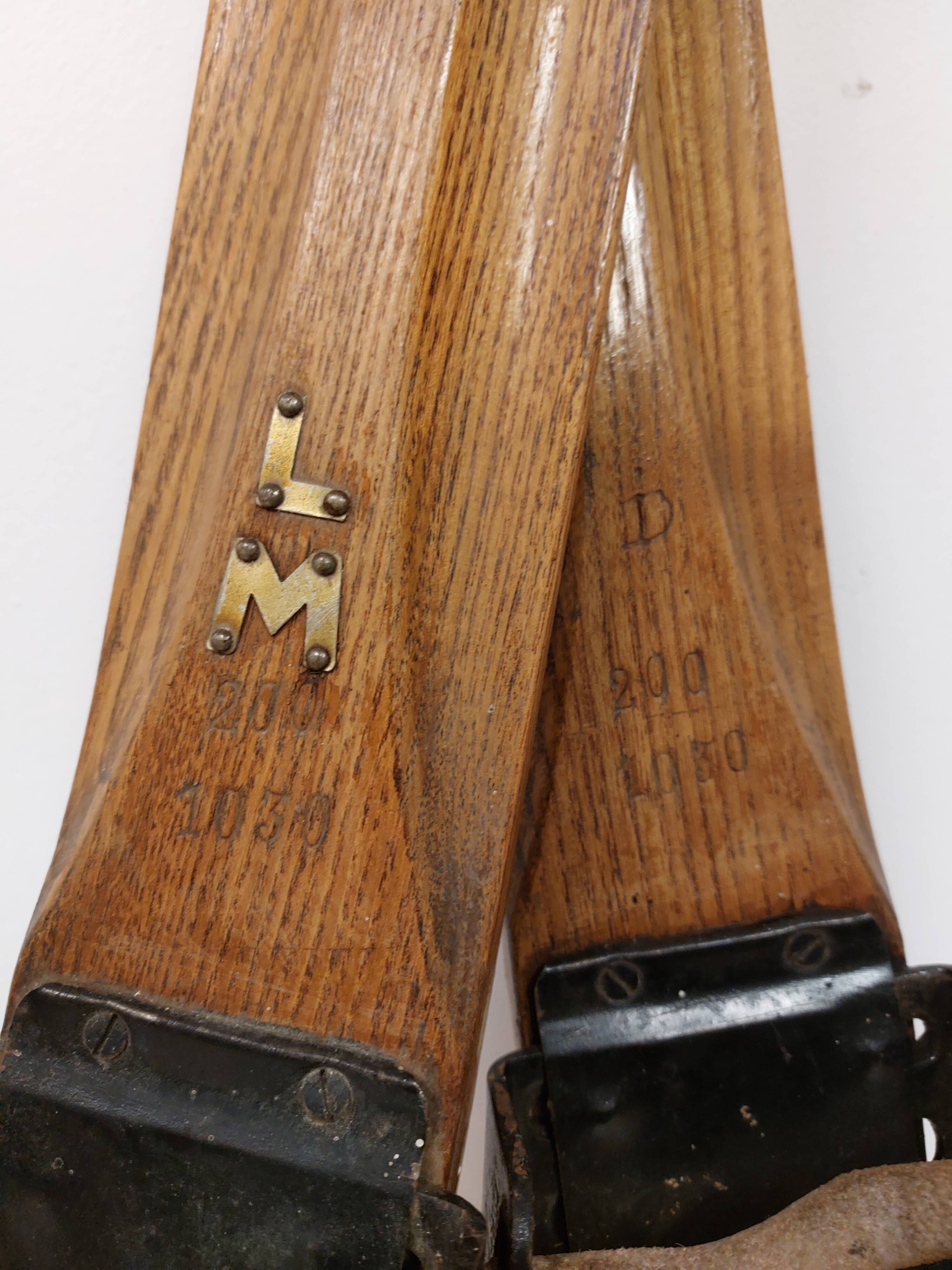 Pair of old wooden skis 195 cm