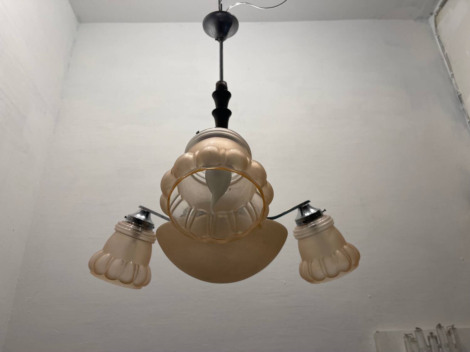 Pink Glass Art Deco Chandelier 1950’s