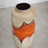 Large West Germany glazed vase with orange and beige shades