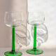 4 verres à vin à pied vert
