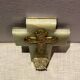 Art Deco holy water font in bronze, onyx and brass from the early 20th century