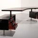 Bureau d'angle exécutif 'T96' d'Osvaldo Borsani pour Tecno en bois laqué noir
