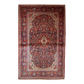 Tapis persan Kashan antique fait main 4,1' x 6,2' (125 cm x 189 cm) années 1910