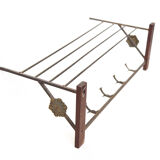 Vintage coat rack and umbrella holder, wood and brass