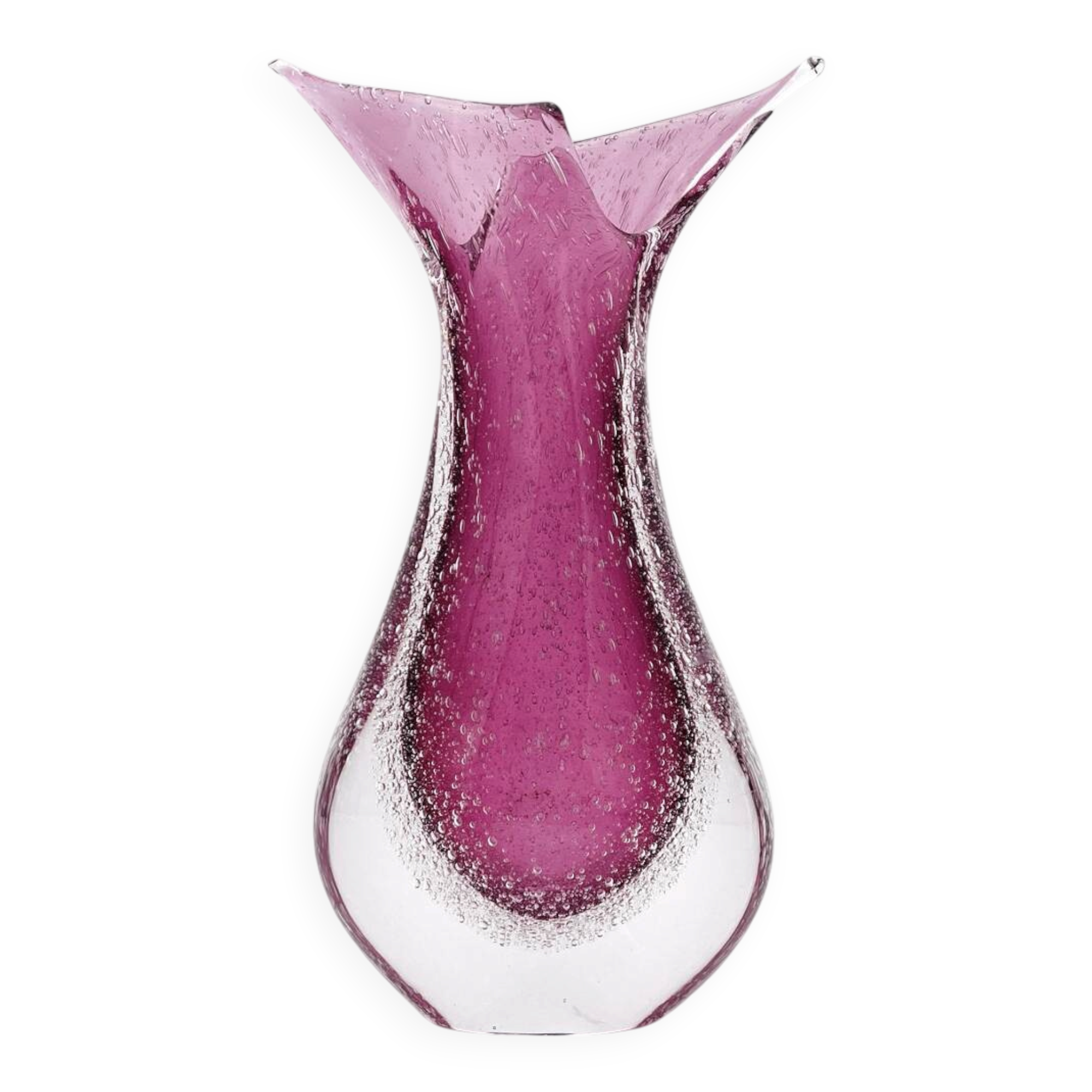 Vase signé Formia - Murano - Sommerso & Bullicante violet - 1970