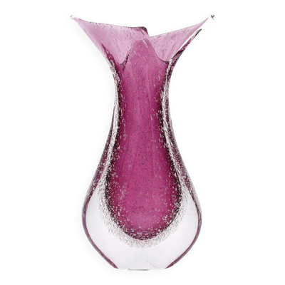Vase signé Formia - Murano - Sommerso & Bullicante violet - 1970
