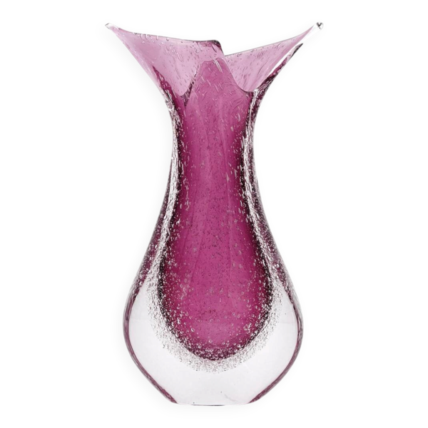 Vase signé Formia - Murano - Sommerso & Bullicante violet - 1970