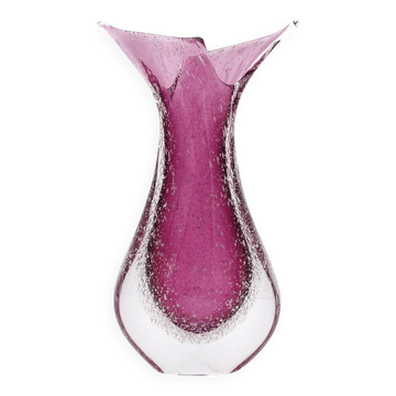 Vase signé Formia - Murano - Sommerso & Bullicante violet - 1970
