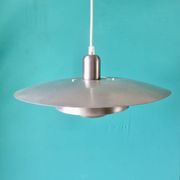 Silver iridescent metal pendant light with a typically Danish design, circa 1975/1980