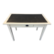 Table/bureau pieds carrés patinée beige et dessus noir