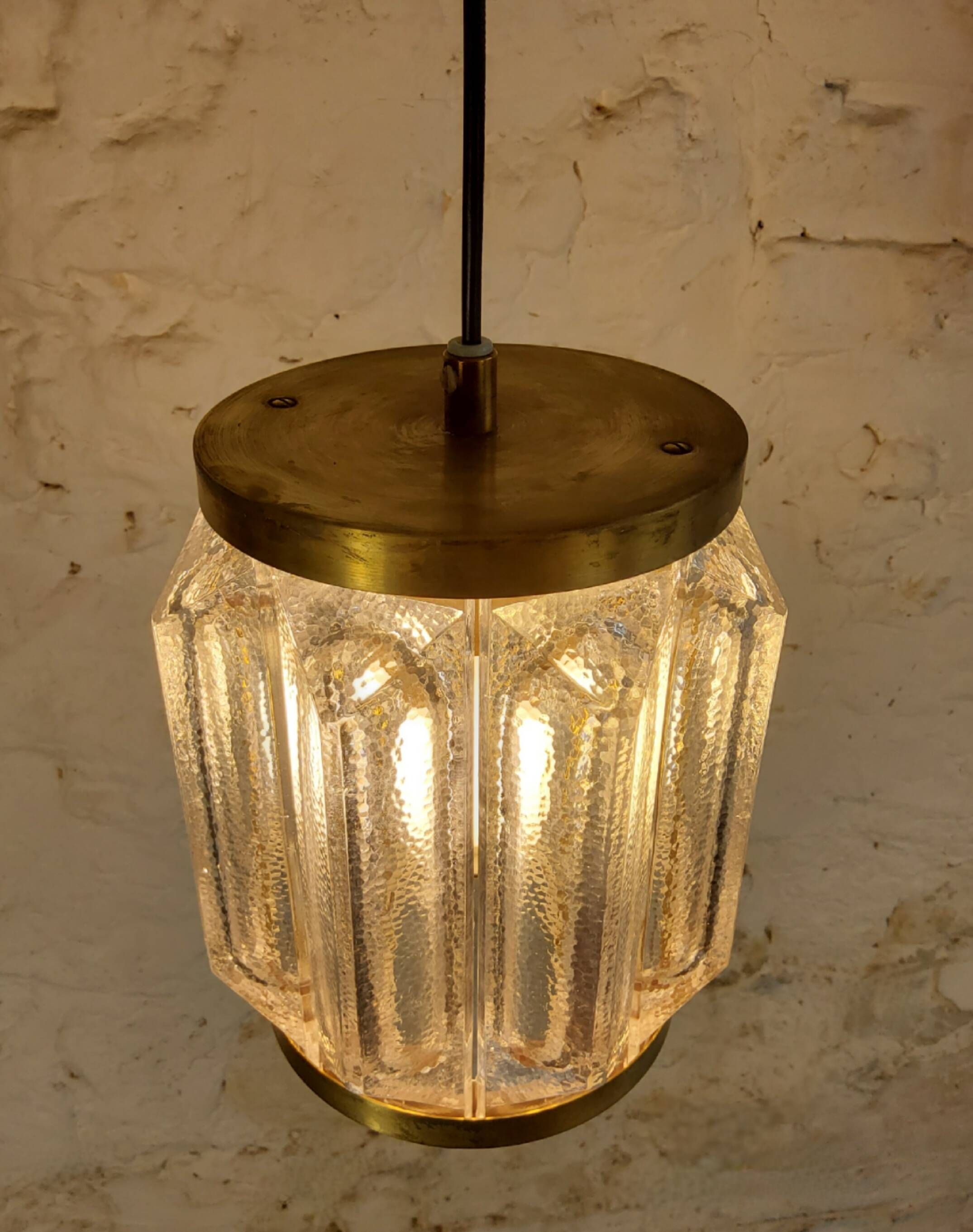 Scandinavian brass and glass pendant for Reijmyre by Paul Kedelv