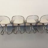 Set of 4 vintage Italian Gastone Rinaldi style chairs in chrome metal
