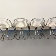 Set of 4 vintage Italian Gastone Rinaldi style chairs in chrome metal