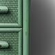 Cassettiera vintage rattan intrecciato verde anni ’60 modernariato