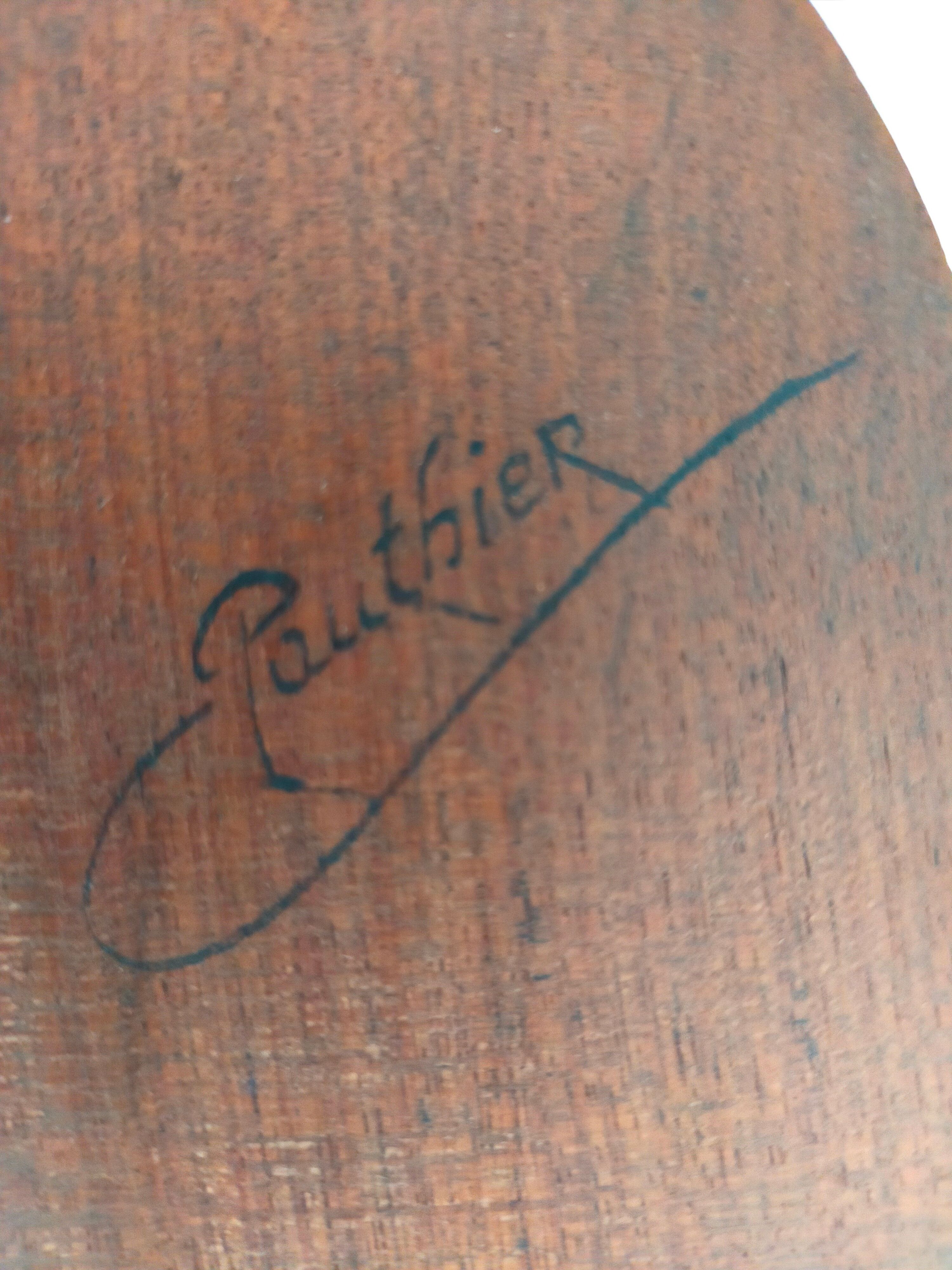 Vintage wooden travel mirror signed