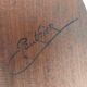 Vintage wooden travel mirror signed