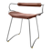 Bar stool with a backrest in aged silver metal and cognac leather, organic design.