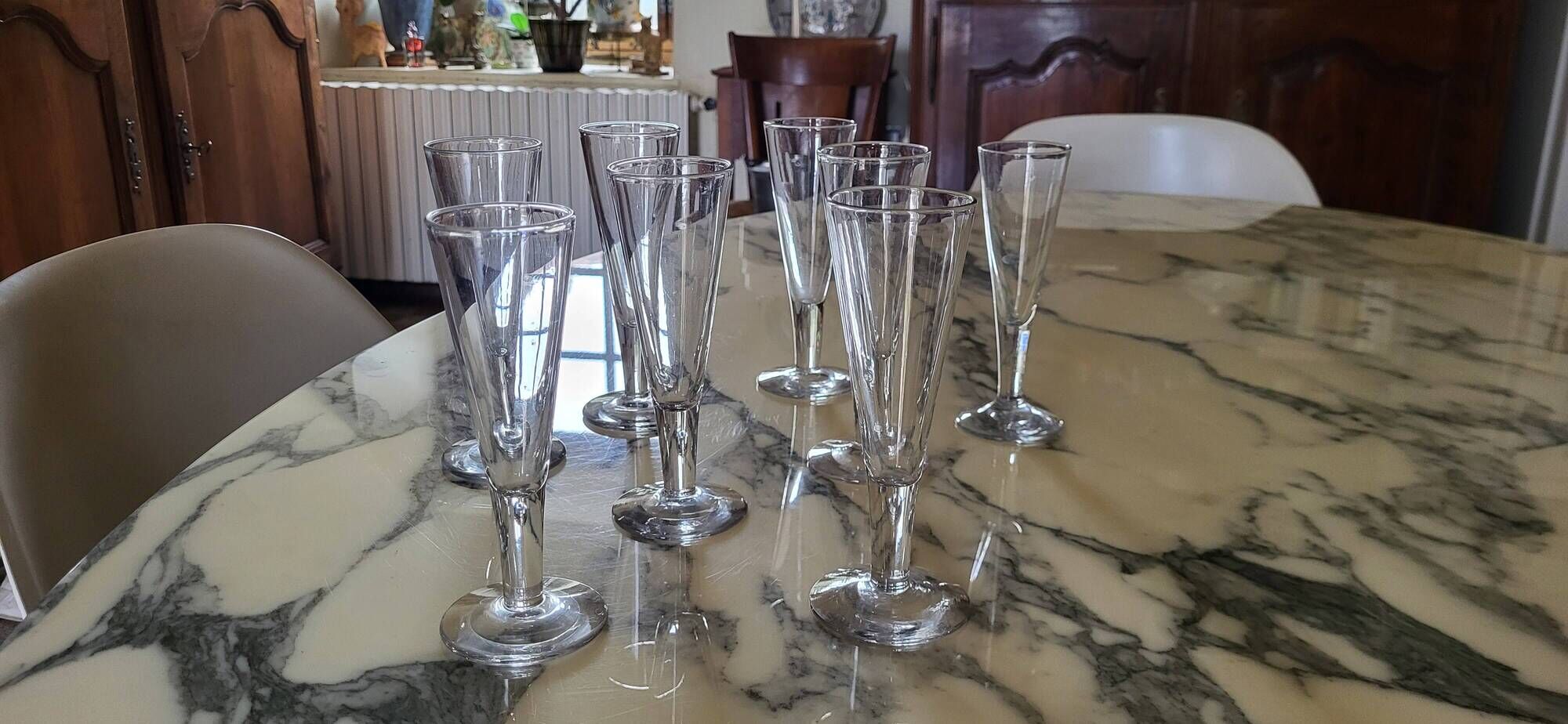 8 flûtes à champagne en cristal - XIXème