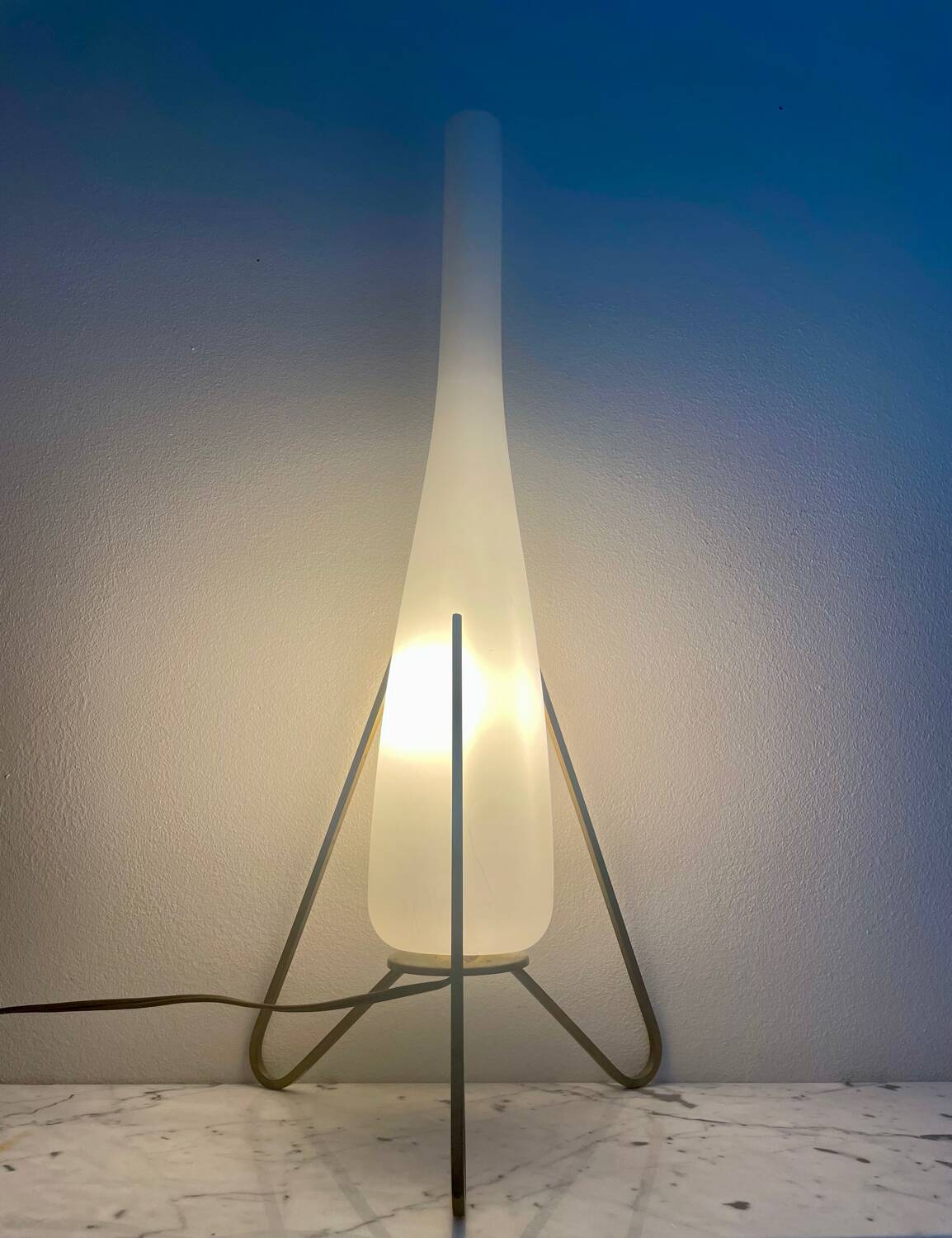 Space age opaline brass lamp from the 60s
