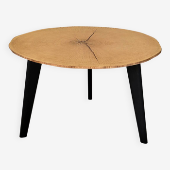 Wooden coffee table, round, oak trunk