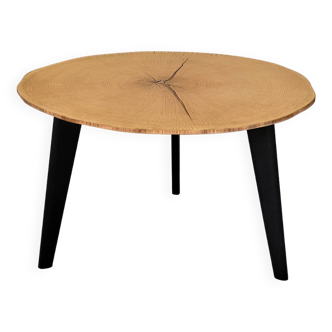 Wooden coffee table, round, oak trunk