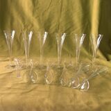 Set of 12 large vintage champagne flutes - frosted glass plant decor