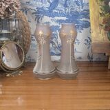 Paire de vases art nouveau en verre émaillé peint à la main fin xixème