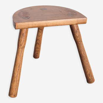 Tabouret ancien demi lune tripode