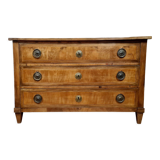 Louis XVI period chest of drawers in marquetry on mahogany background around 1780