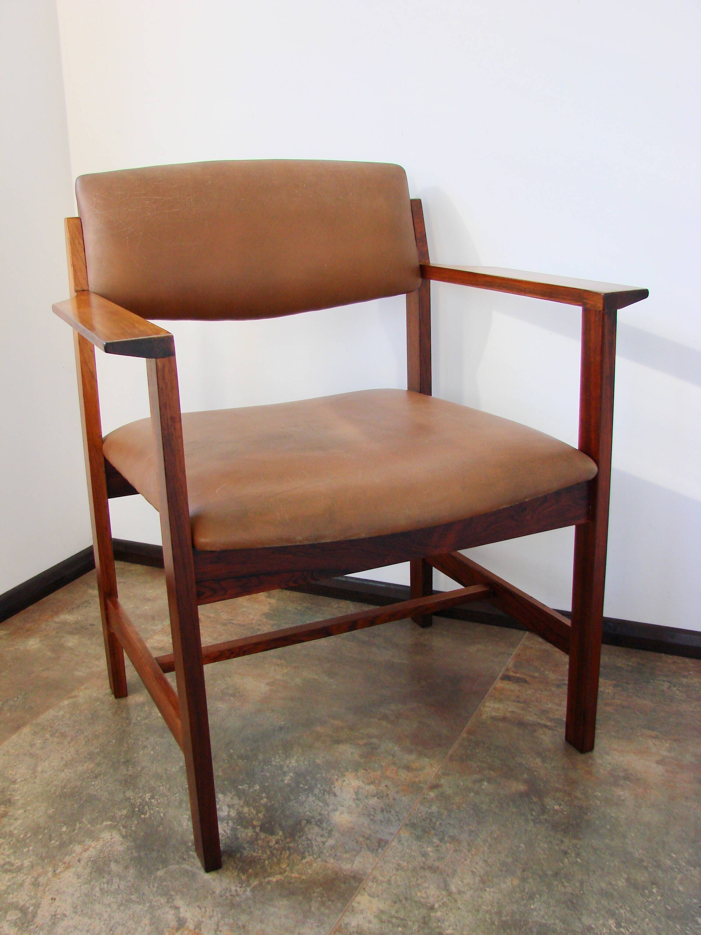 1960s Scandinavian armchair – rosewood, leather, vintage
