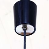 Scandinavian teak and opaline glass pendant lamp