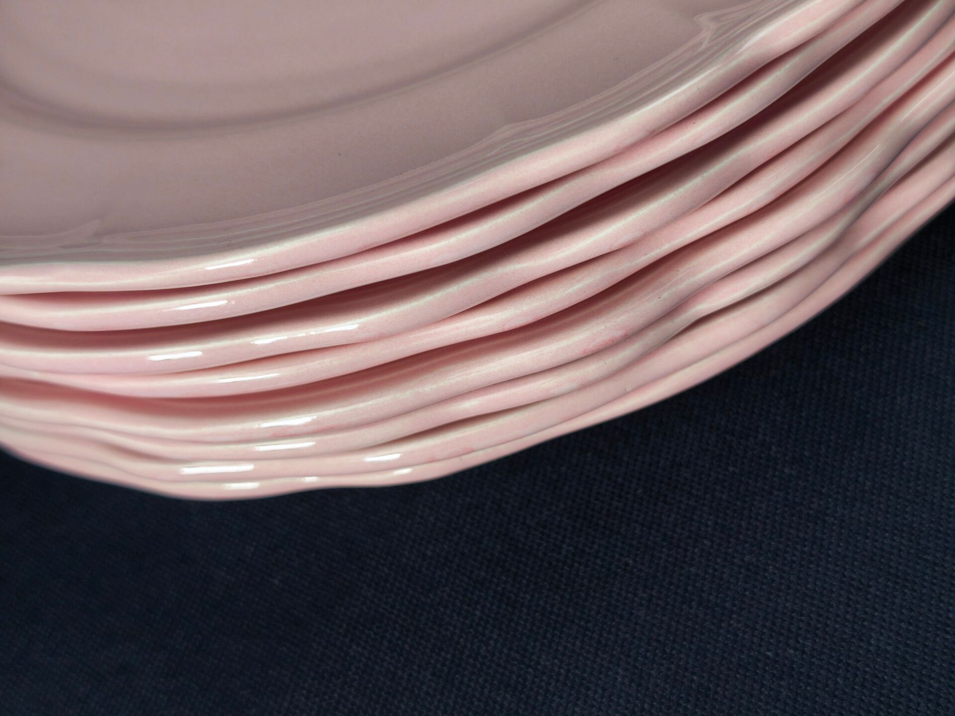 8 vintage dessert plates Salins powder pink – Ø 21.6 cm
